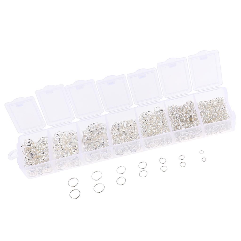 1500Pcs Open Jump Rings Box Set For DIY Jewelry Making White Silver