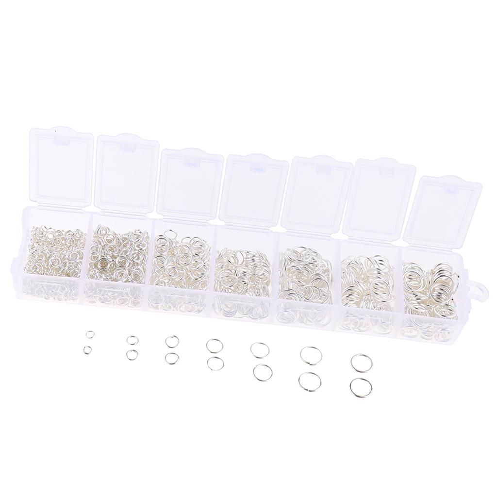 1500Pcs Open Jump Rings Box Set For DIY Jewelry Making White Silver