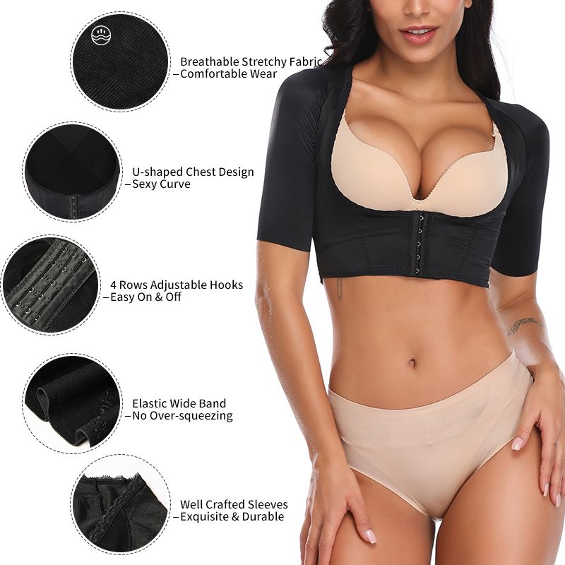 Women Back Arm Body Shoulder Corrector Slimming Arm Shapewear Short Sleeve Sexy Crop Tops Control Shapewear