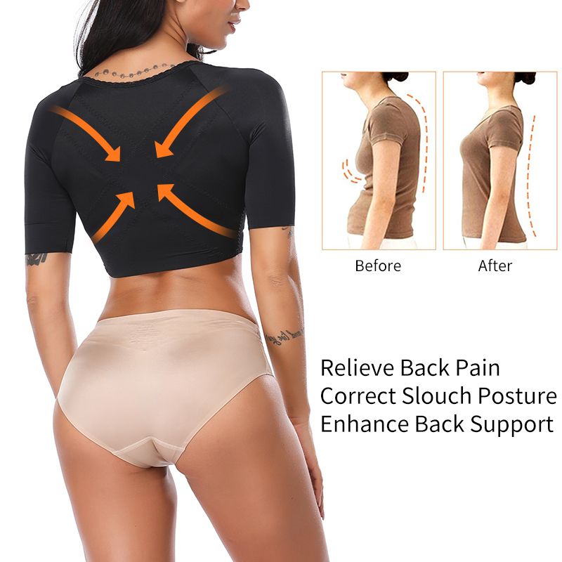 Women Back Arm Body Shoulder Corrector Slimming Arm Shapewear Short Sleeve Sexy Crop Tops Control Shapewear