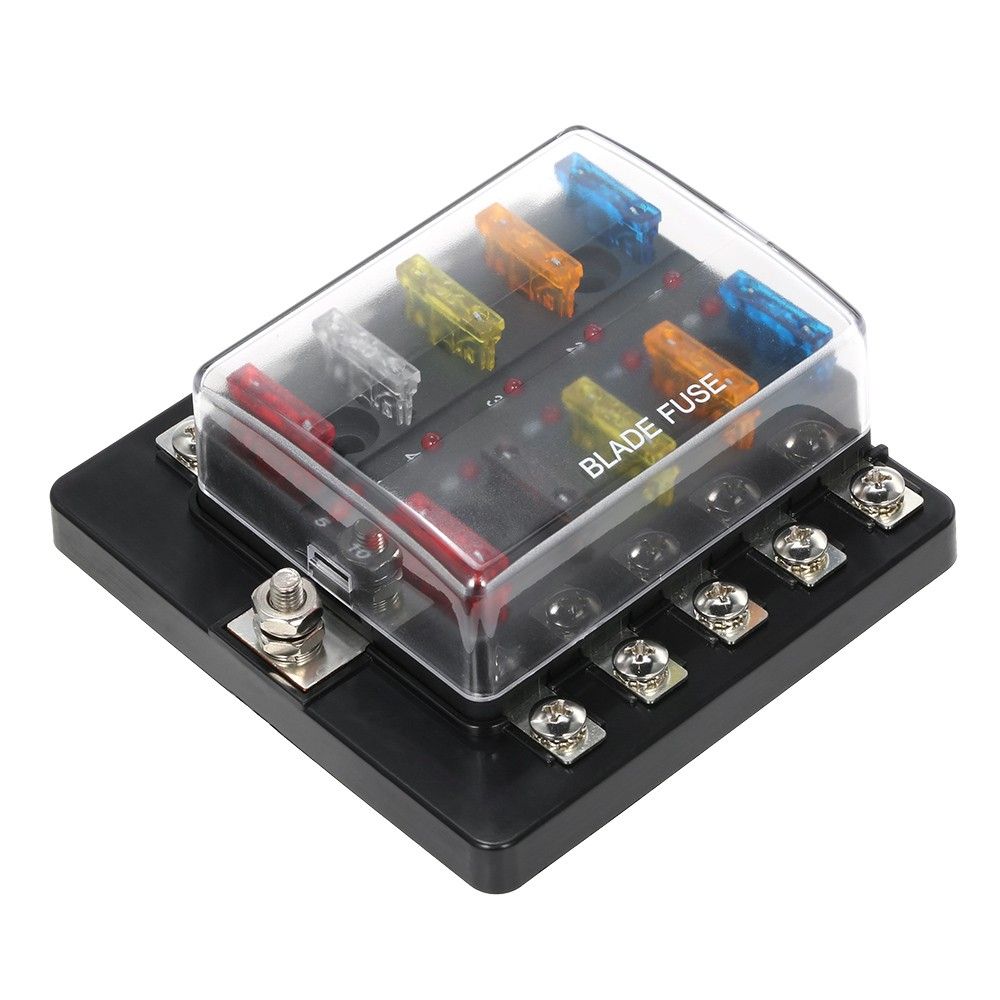10 Way Blade Fuse Box With LED Indicator Fuse Block For Car