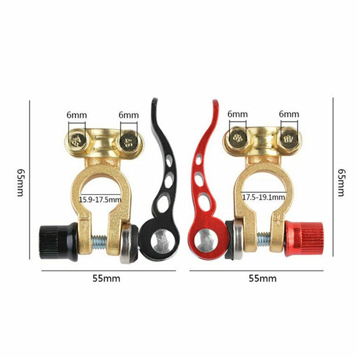 2Pcs Car Battery Terminal Connector Clamp Adjust Quick