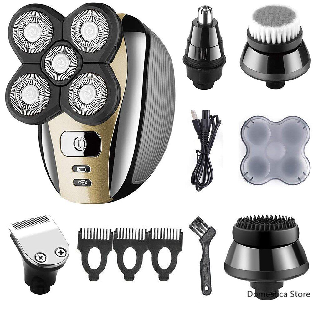 5 In 1 4D Rotary Men Electric  Bald Head  Multifunctional  Trimer For Men Barber Hair Shaving Hair Clipper-Black