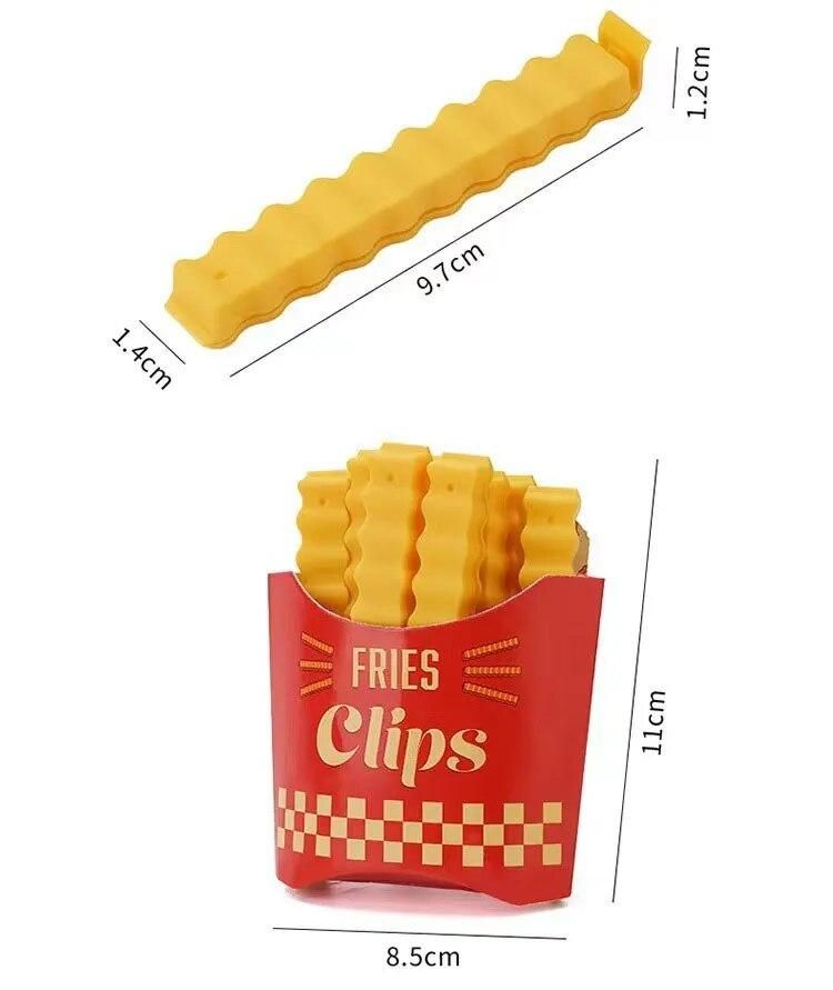 12pcs set Creative French Fries Bag Sealer with Holder Fridge Magnet Bag Clips Food Seal Clip Keep Fresh Snack Sealing Clamp