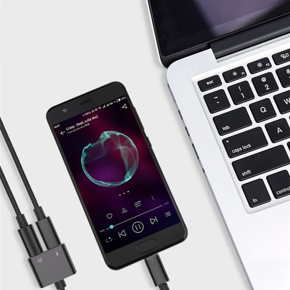 2 In 1 Type-C Audio Charging Adapter With Type C Charging