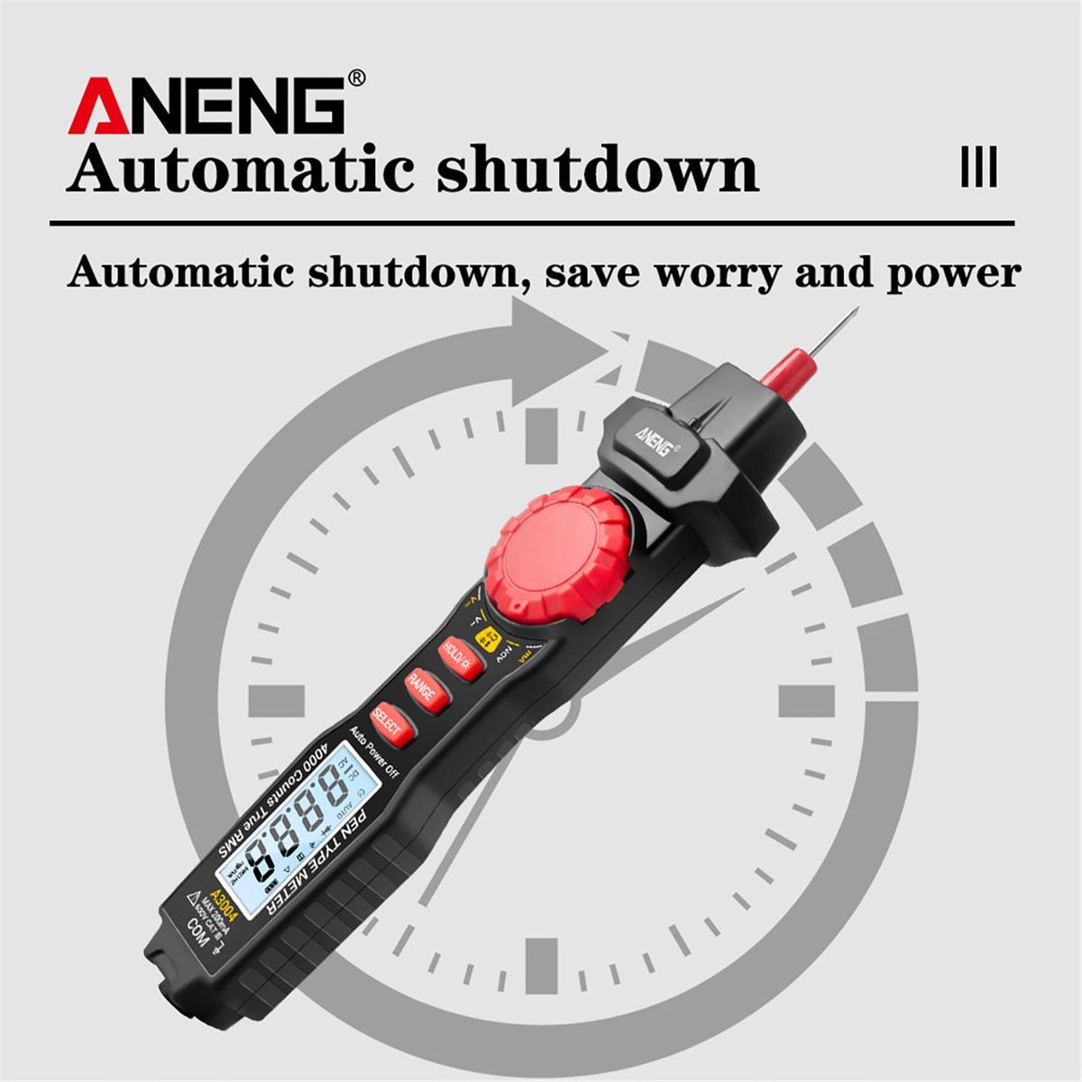 ANENG A3004 Digital Pen Multimeter Auto Range NCV AC/DC Voltmeter Ammeter Ohmmeter Resistance Meter with Capacitance Diode Test Continuity Alarm Backlit LCD Screen with Data Hold Flashlight