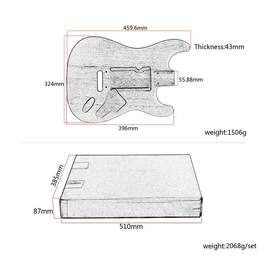 ST Electric Guitar Body Red Walnut Guitar DIY Accessory Natural Wood Color