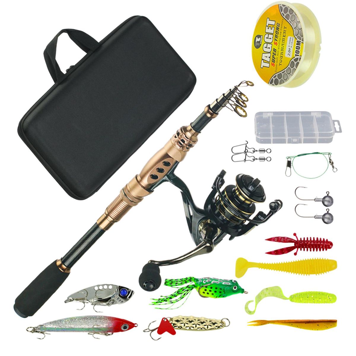 Rod Reel Combo Travel Kit Telescopic Pole Line  Hook