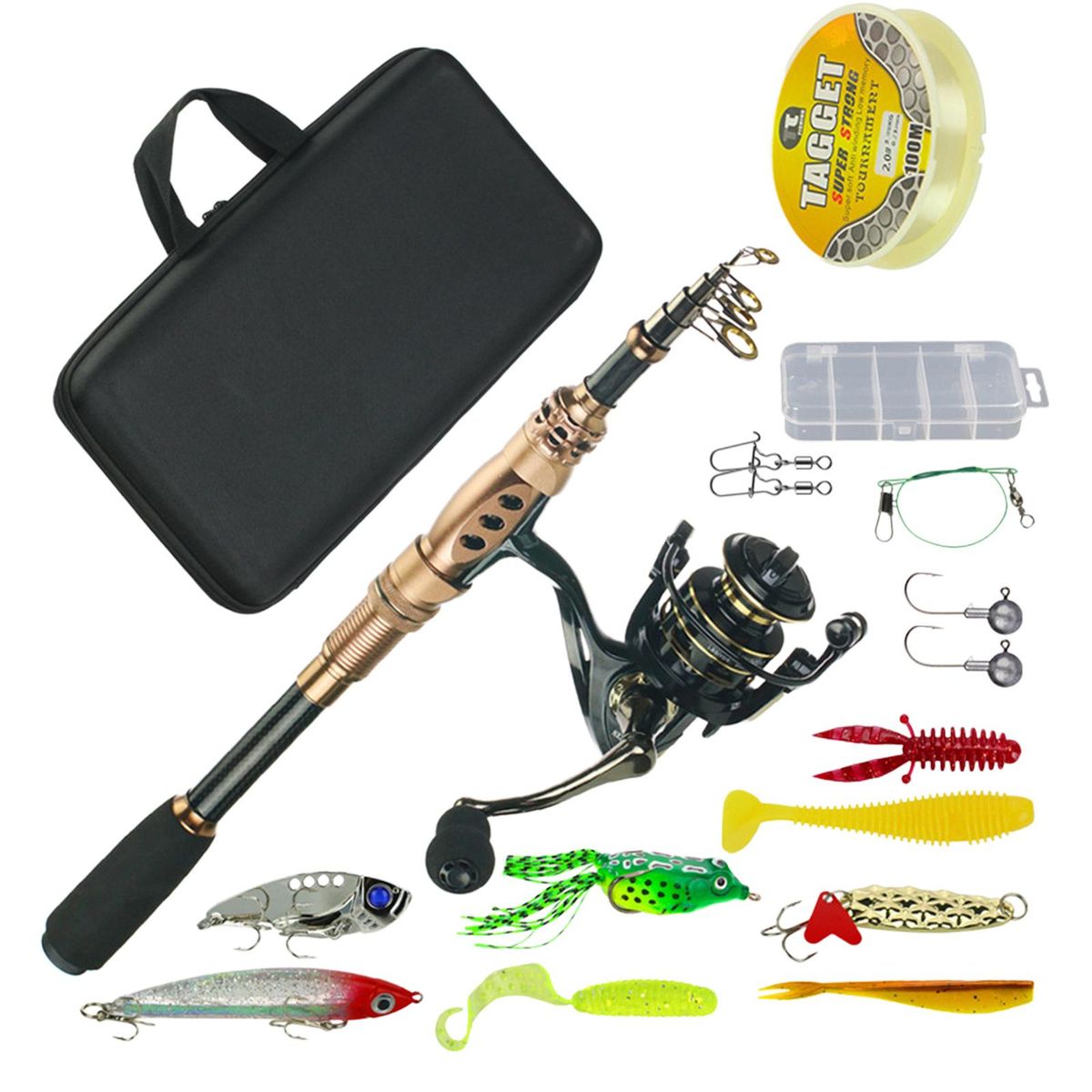 Rod Reel Combo Travel Kit Telescopic Pole Line  Hook