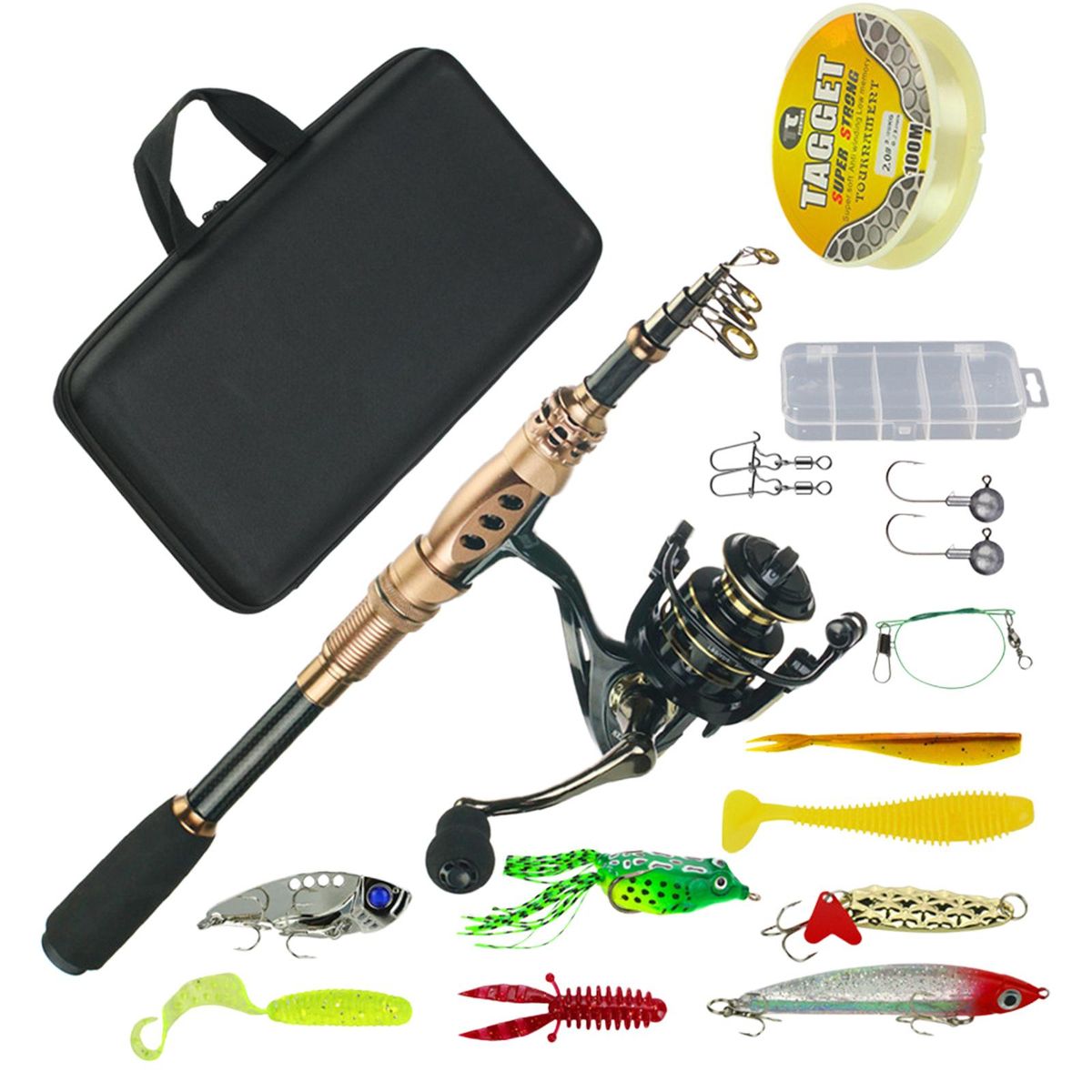 Rod Reel Combo Travel Kit Telescopic Pole Line  Hook