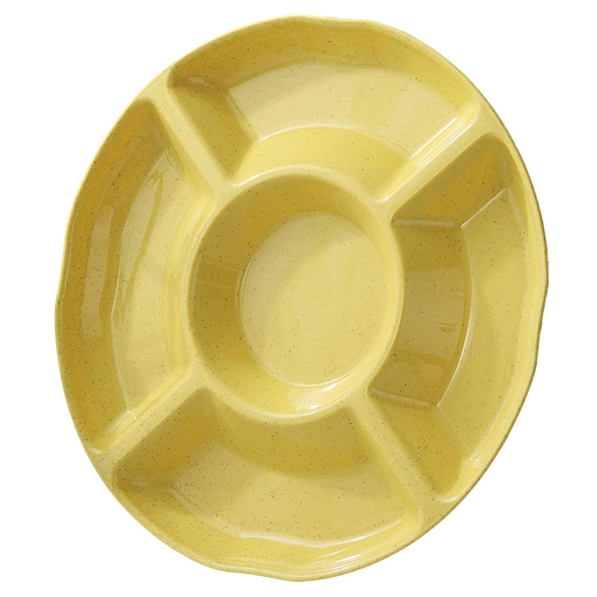 Food Grade Pp Plate Multi-compartment Round Snack Tray for Fruits Yellow