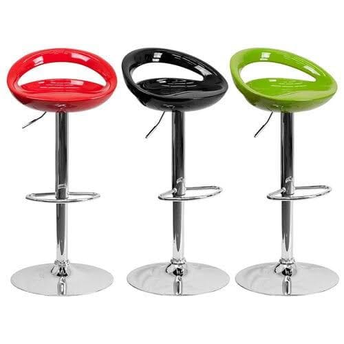 Gloss Abs Sleek Plastic Bar Stools - Set Of 3 - Multicolor
