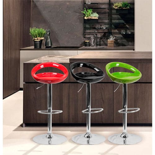 Gloss Abs Sleek Plastic Bar Stools - Set Of 3 - Multicolor