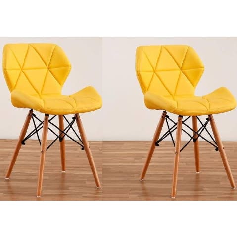 Padded Dining Chairs With Beechwood Legs -set Of 2-Yellow