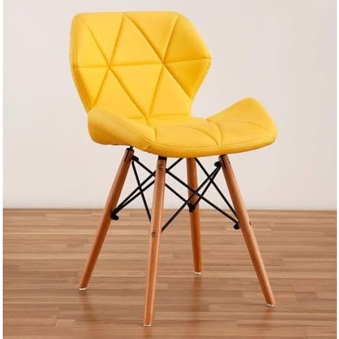 Padded Dining Chairs With Beechwood Legs -set Of 2-Yellow