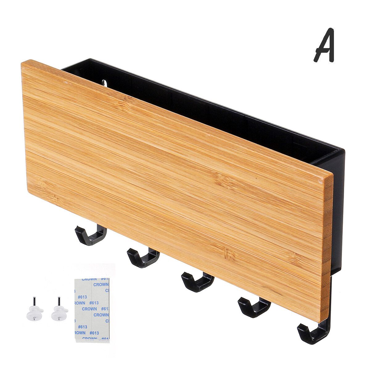 Wall Mount Hook Hanger Holder Storage Wooden Rack Hanging Key Home Organizer White