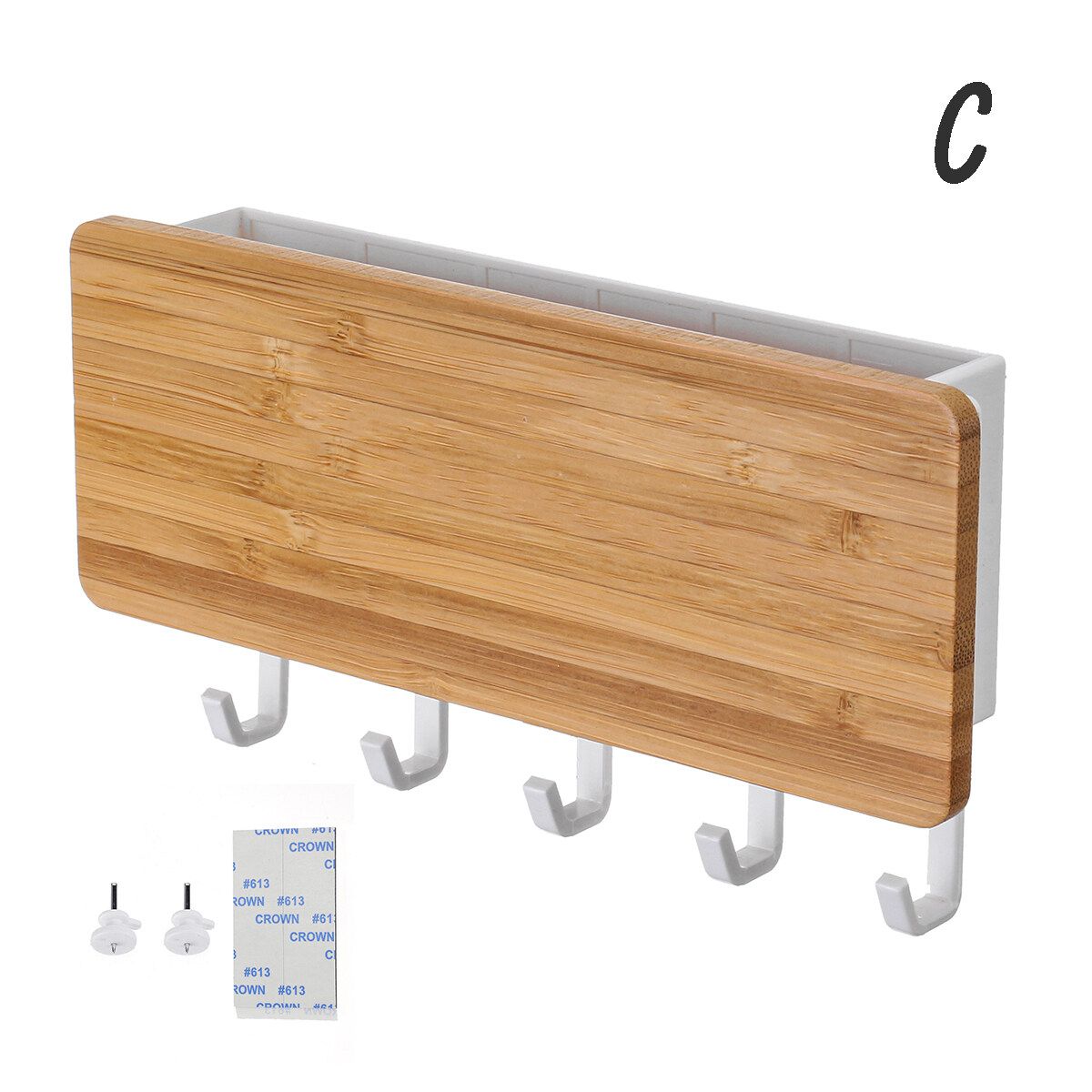 Wall Mount Hook Hanger Holder Storage Wooden Rack Hanging Key Home Organizer White