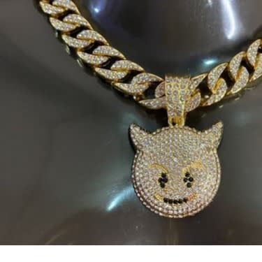 Iced Out Cuban Link Choker With Clown Pendant Gold
