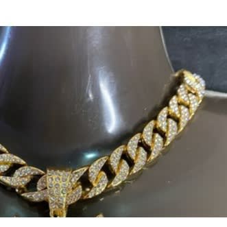 Iced Out Cuban Link Choker With Clown Pendant Gold
