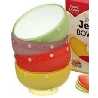 Colourful Jelly Bowls With Plastic Spoons - 4 Pieces