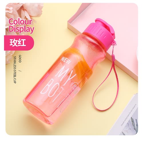 600ml Portable Plastic Water Bottle - Pink