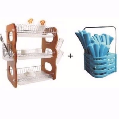 3 Tier Plate Rack And Cutlery Bundle