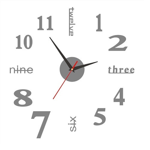 Number Diy Clock - 50cm - Silver