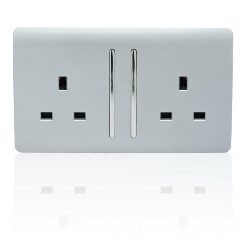 Uk 13a Double Silver Socket