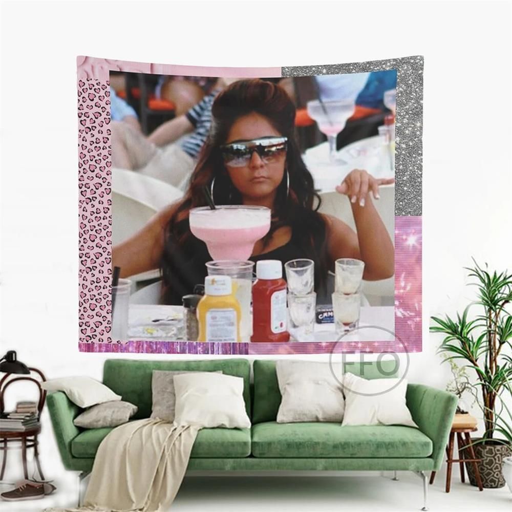 Funny Sunglasses Snooki Mood Tapestry Y2k Wall Hanging