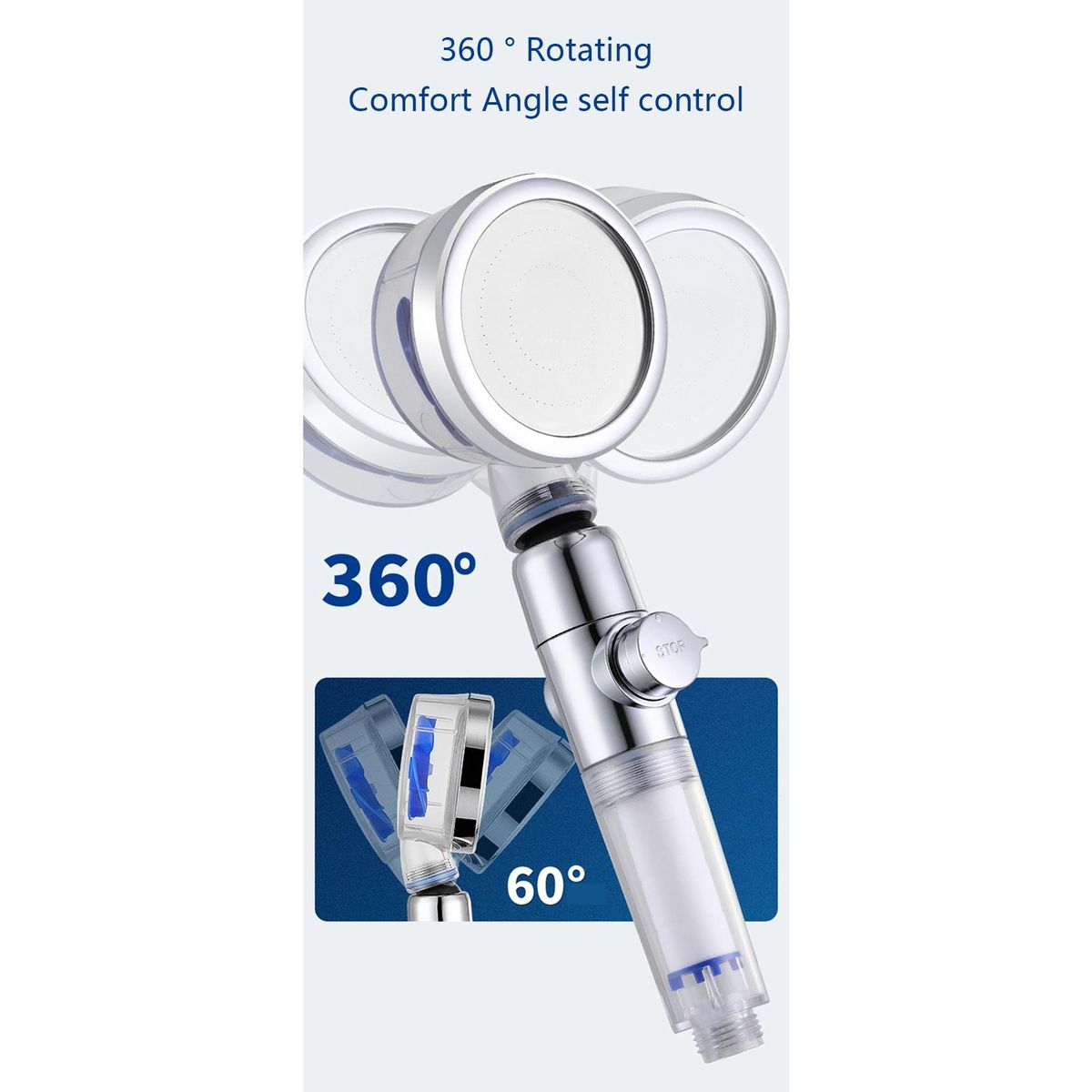 Pressurized Shower Head High Pressure Detachable 360°