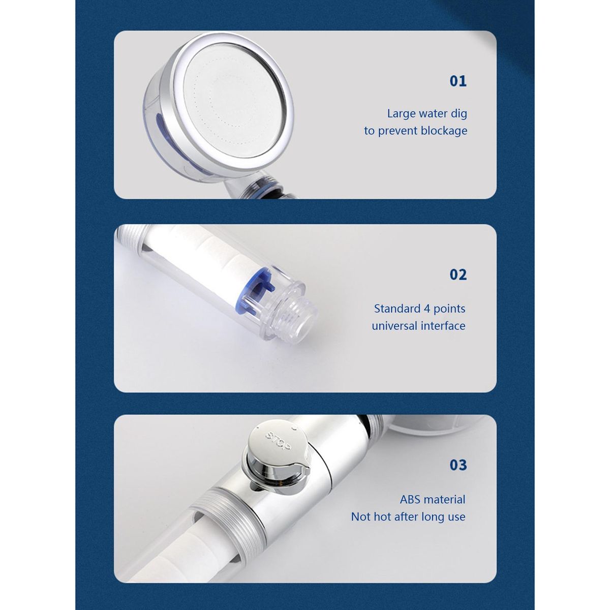 Pressurized Shower Head High Pressure Detachable 360°