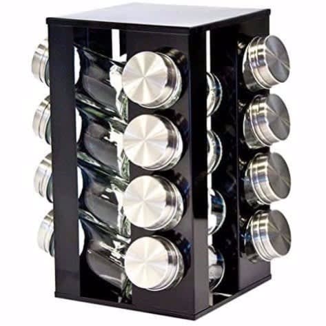 Rotating Spice Glass Rack - 16 Jars