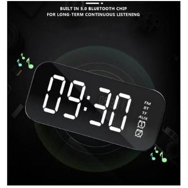 Mirror Digital Mini Alarm Clock Wireless Bluetooth5.0 Speaker, Fm/sd/usb