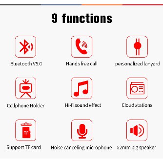Portable Bluetooth Speaker + Phone Holder For Watching Films With 12hours Lasting Battery-red