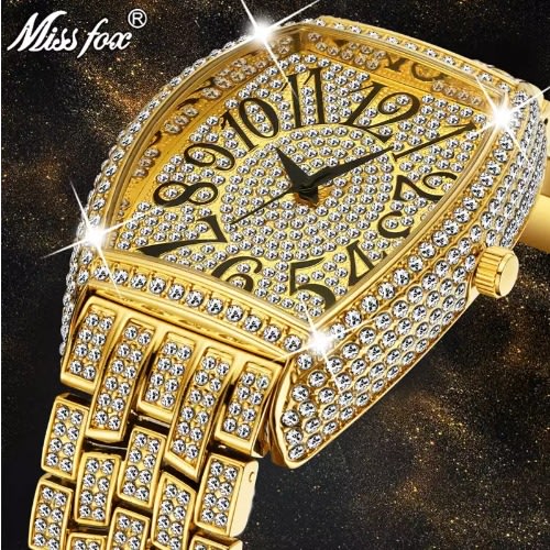 Men's Tonneau Diamond Roman Number Quartz Wristwatches