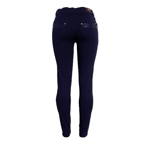 Ladies' Luxury Stoned Thick Jeggings - Navy Blue
