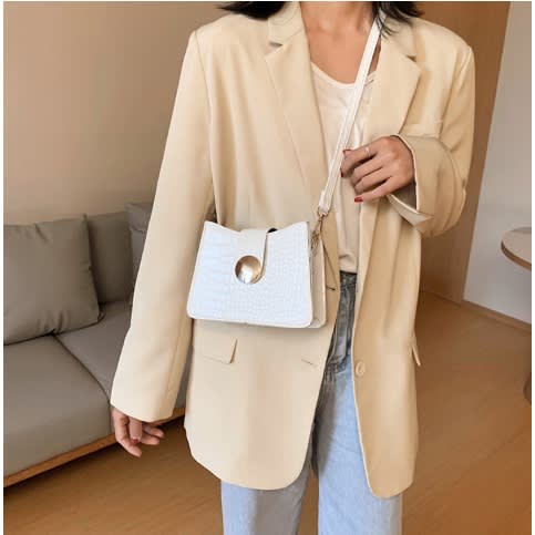 Crocodile Skin Clutch Bag - White