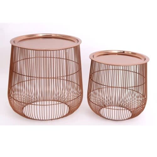 Set Of 2 Copper Tables With Lid