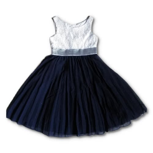 Girls' Sleeveless Crochet Lace To Chiffon Accordian Dress