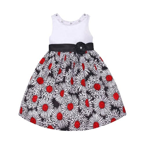 Solid Bodice Shantung Dress - Multicolour