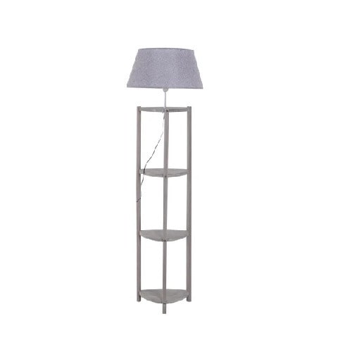 Wooden Floor Lamp With Storage Shelves