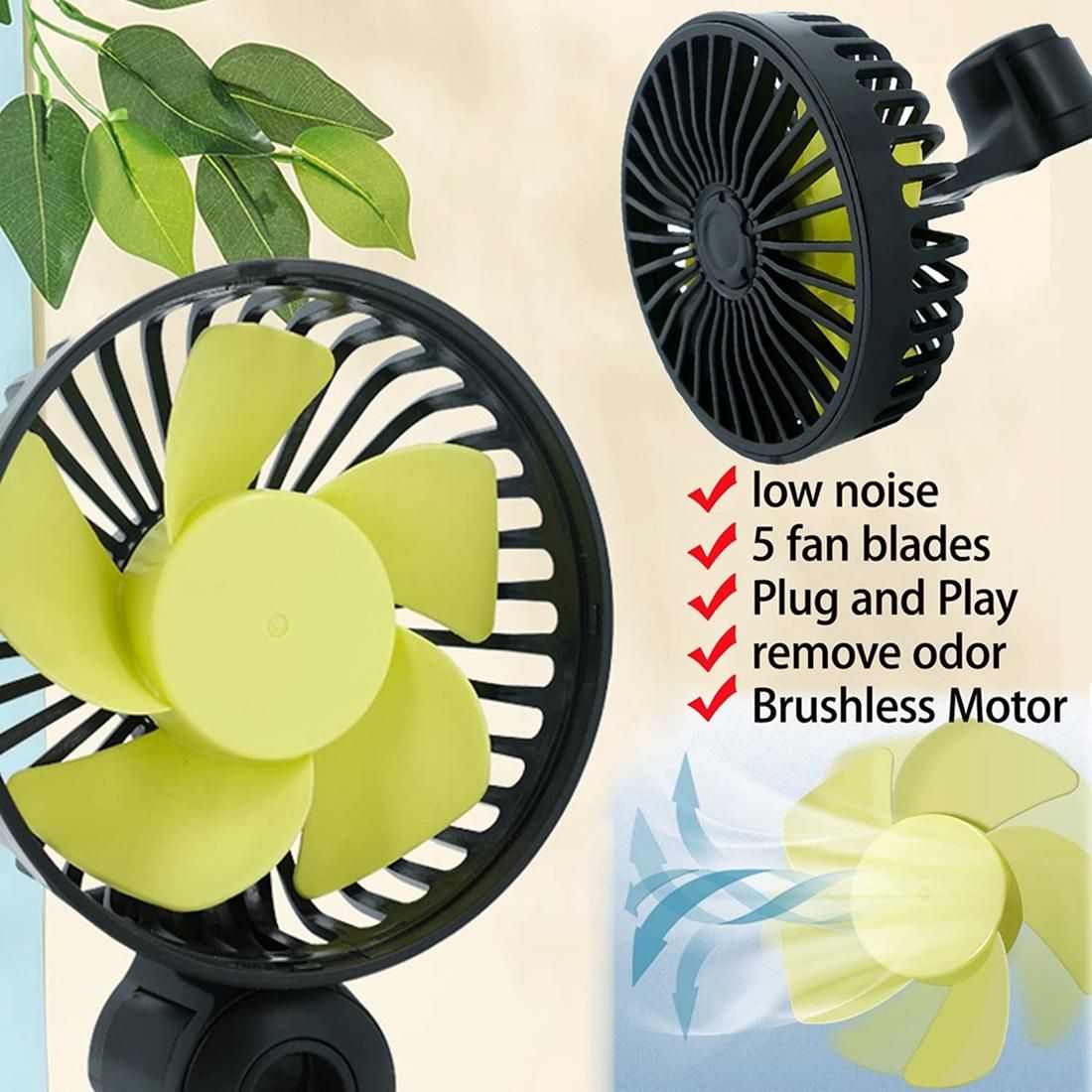 Car Cooling Fan, USB Backseat Auto Rear Seat Fan 3 Speed