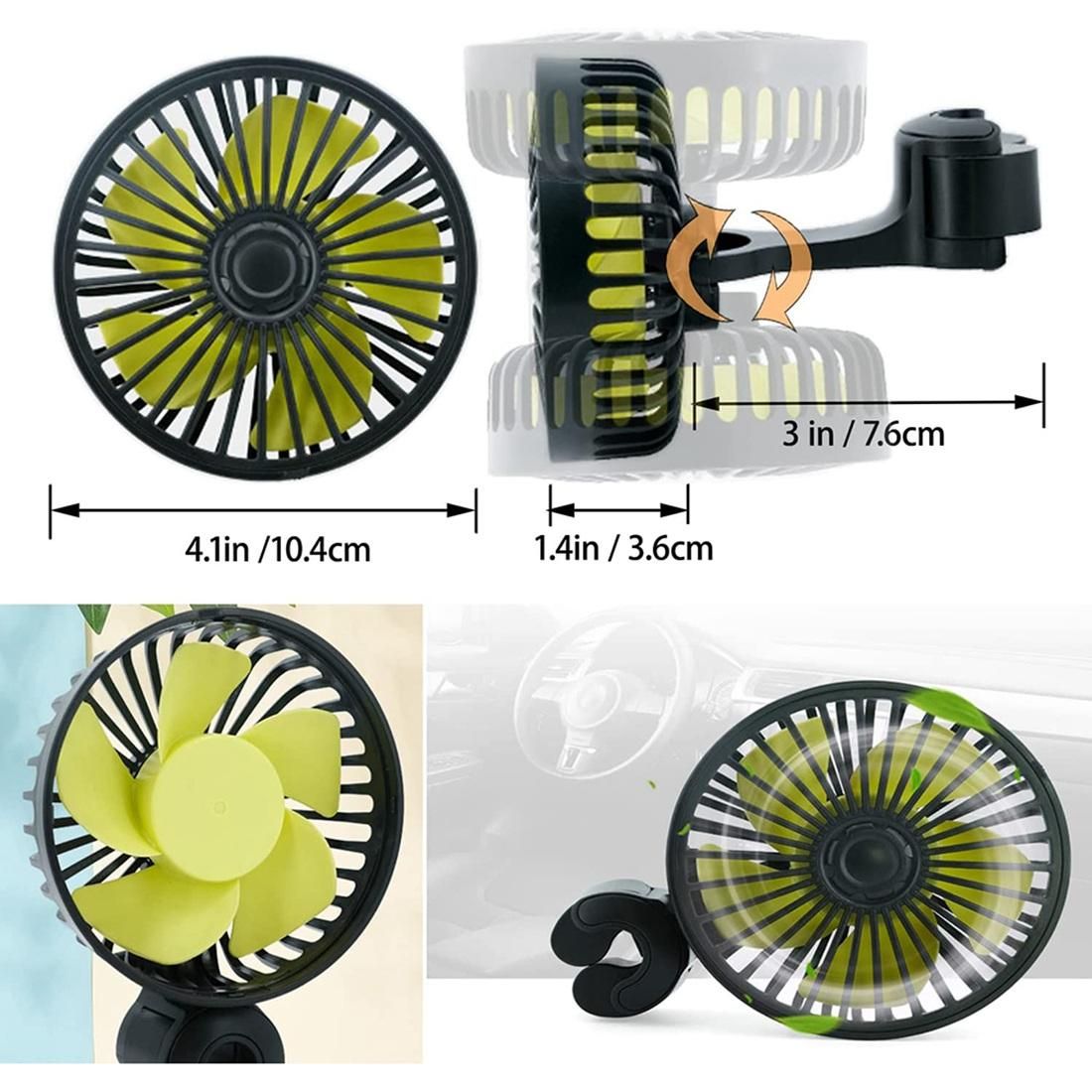 Car Cooling Fan, USB Backseat Auto Rear Seat Fan 3 Speed