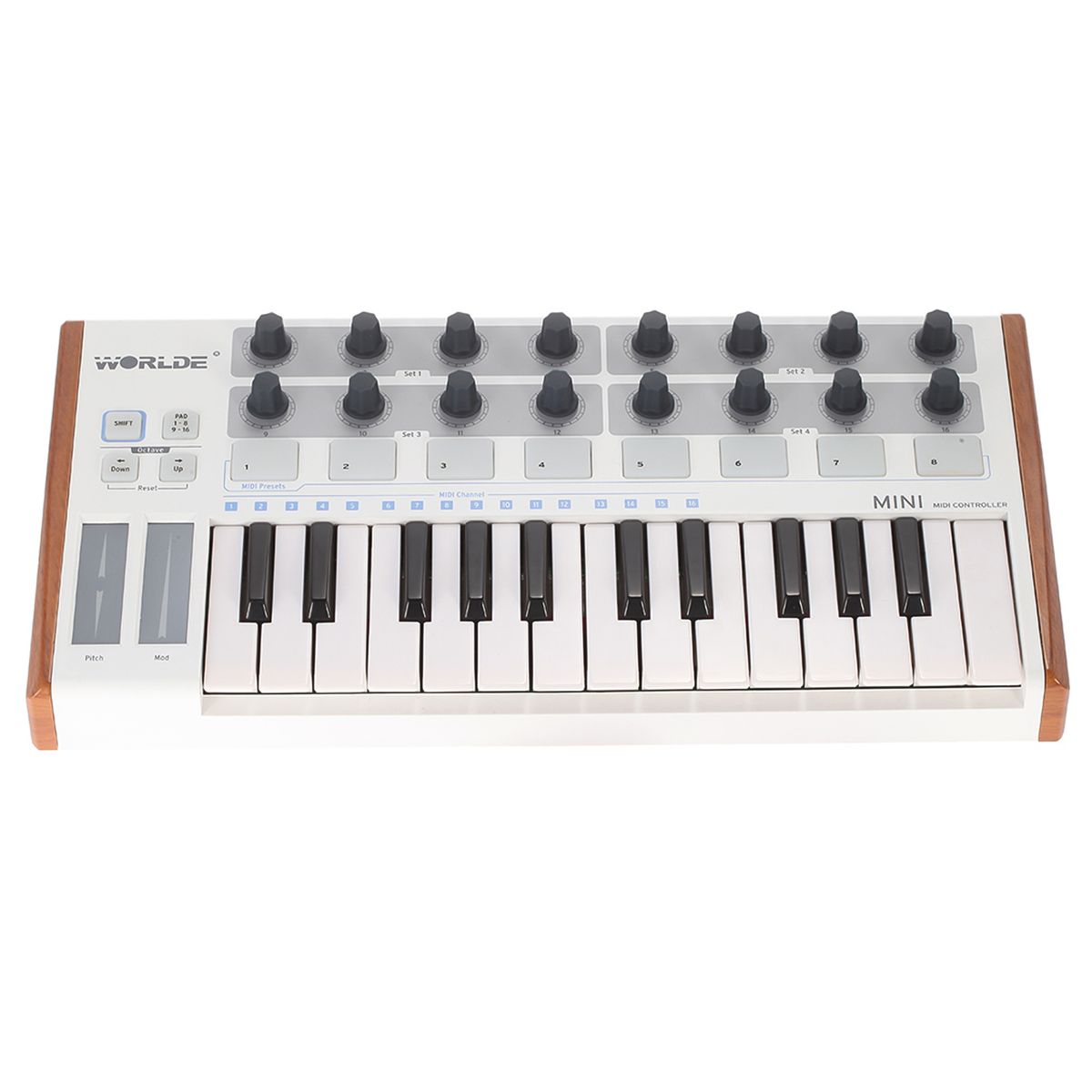 Worlde Ultra-Portable Mini Professional 25-Key USB MIDI Drum