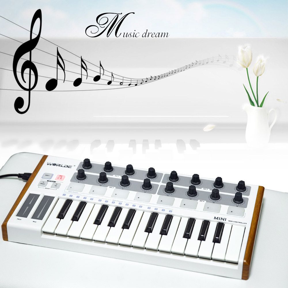 Worlde Ultra-Portable Mini Professional 25-Key USB MIDI Drum