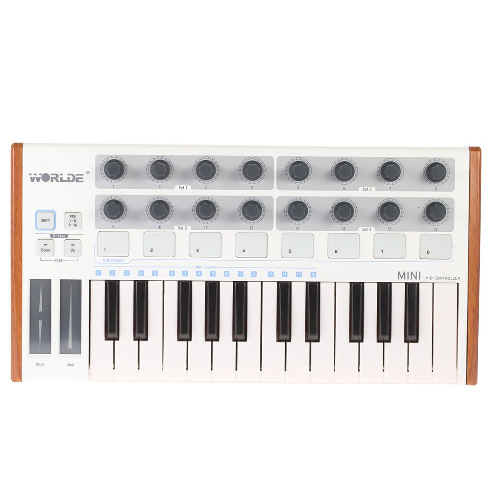 Worlde Ultra-Portable Mini Professional 25-Key USB MIDI Drum