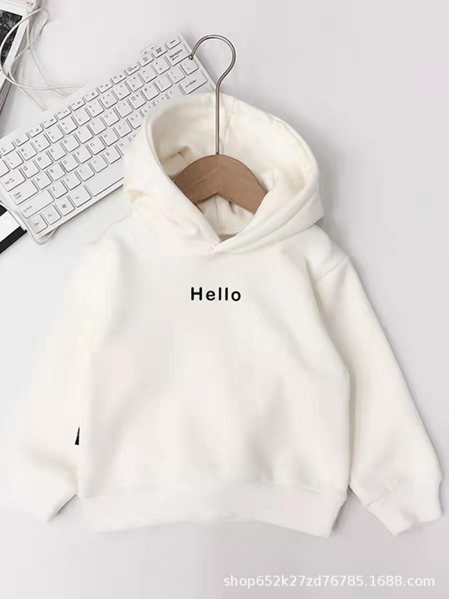 Boys Hooded Sweatshirt Printed Winter Sweatshirt White