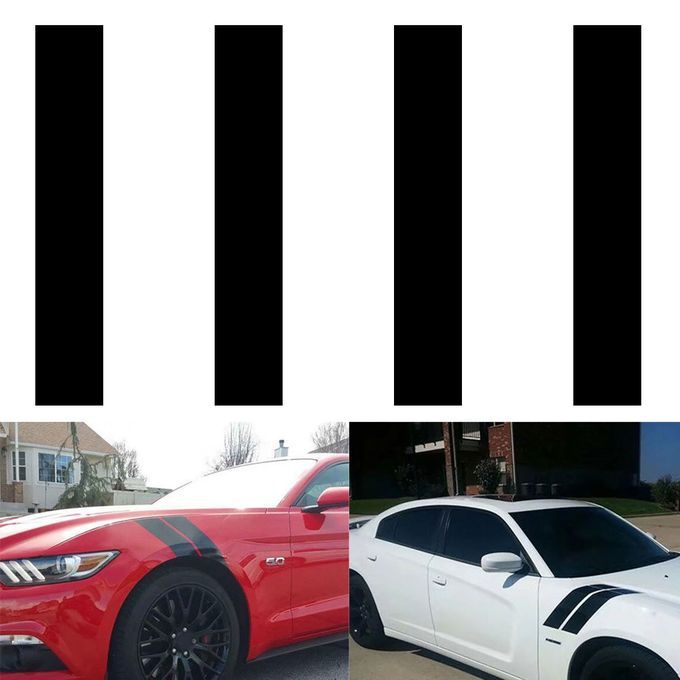 4Pcs/Set Stylish Car Vehicle Hood Side Fender Stripe-Black