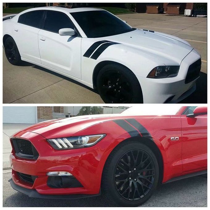 4Pcs/Set Stylish Car Vehicle Hood Side Fender Stripe-Black