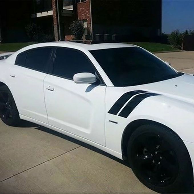 4Pcs/Set Stylish Car Vehicle Hood Side Fender Stripe-Black